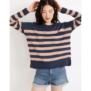 Madewell Women Small Top Lightweight Pocket Pullover Relax Sweater Striped